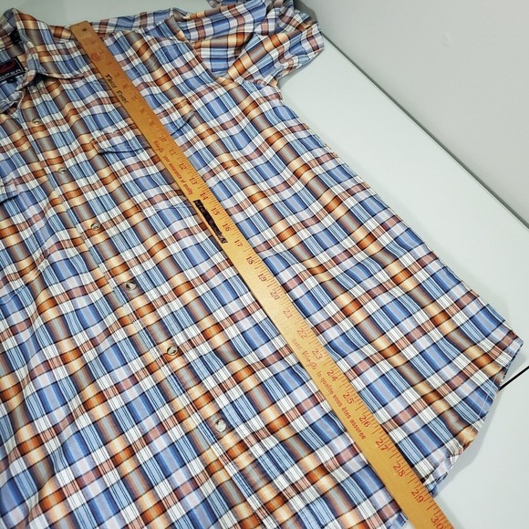 Roper Men Plaid‎ Snap Shirt Size Medium Blue Brown Long Sleeve Western Cowboy - Picture 11 of 12